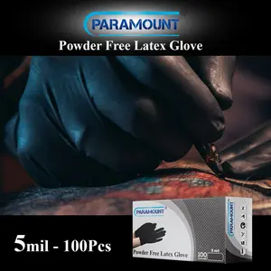 Paramount Black Latex Disposable Gloves Powder Free 5mil (1000 PCS) Cleaning Hand Comfortable Industrial