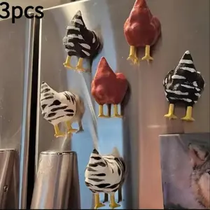 Cartoon Chicken Design Fridge Magnet, 3 Counts/set, Cute Fun Decorative Magnets, Personalized Refrigerator Magnet for Kitchen or Office Whiteboard