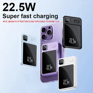 Wireless Power Bank, 10000 mAh Portable Magnetic Mini Fast-Charging Power Bank with LED Digital Display, Mobile Power for Outdoor Travel & Emergency Backup for iPhone 12/13/14/15/16 Series, Wireless Battery Pack