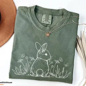 Comfort Colors Floral Easter Shirt, Easter Shirt, Easter Rabbit Shirt, Easter Shirts for Women, Easter Bunny Shirt, Cute Easter Gift