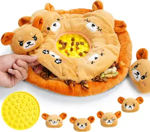 Nocciola Bear Circus Toy Licking Mat plus Snuffle Mat, Hide and Seek Toy set, 6 in 1 Squeaky Toy Set for Cats & Dogs