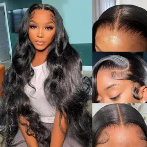 Yawawe Hair Body Wave 13x6 Full Lace Frontal Wear go Glueless Wig with Adjustable Drawstring Effortless Install Ear to Ear Straight Pre-Cut Pre-Plucked Brazilian Remy Human Hair for Women