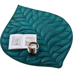 Weighted Lap Blanket 7 lbs 41"×53" Luxury Soft Small Weighted Lap Pad for Adults,Portable Travel Leaf Weighted Throw Blanket for Relaxation, All-Season Use and Machine Washable Light Green