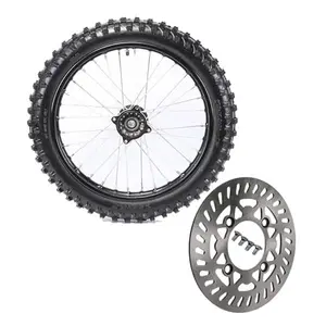 70/100-17 Front Wheel 17 Inch 1.60x17 Tire Tube Rim with Brake Disc Rotor for Pit Dirt Bike Trail Offroad Motorcycle Mobility Apollo Taotao Thumpstar Atomik Pitpro DHZ RFZ SSR CRF KLX KX 110cc-250cc