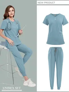Hand Brushing Clothes, Nurse Workwear, Work Clothes, Men's and Women's Suits, V-neck Elastic Quick-drying Hand Washing Uniform Light Blue Womenswear