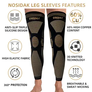 Copper Long Knee Braces Firm joint support and reliable knee protection, perfect for sports fitness. One set included.