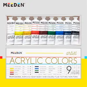 MEEDEN Artist Acrylic Paint Set - 60ml/ 2oz*9 Heavy Body Acrylic Paint Tubes - Art Supplies for Canvas Painting Fluid Texture Art Kit