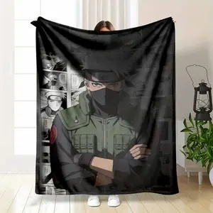 Naruto Kakashi Flannel Blanket Anime Ninja Warrior Comic Style Printed Design Soft Warm Cozy Lightweight Throw Ideal for Sofa Bedroom Office Travel Gift Decor Use Tiktokshopspringglowup