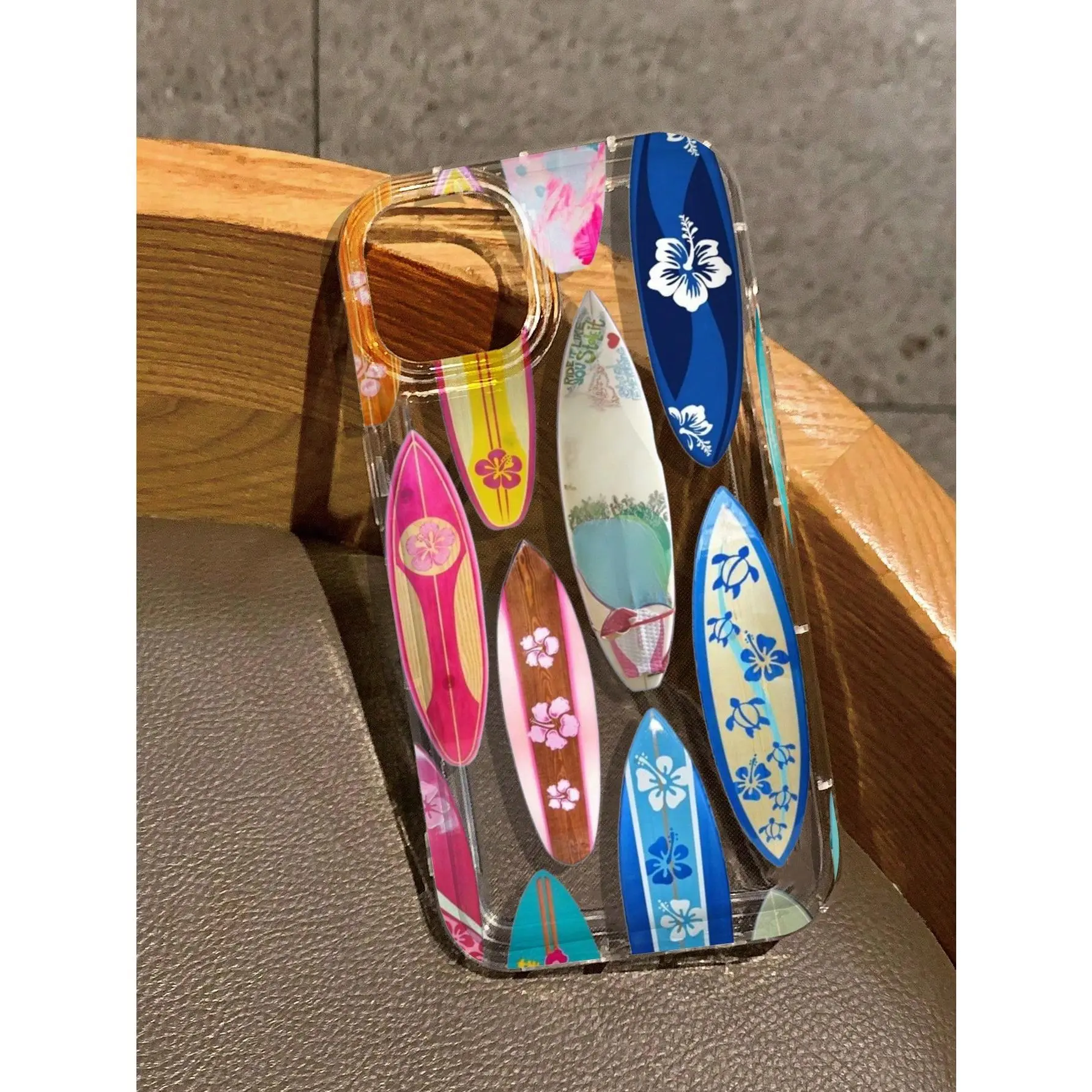 Floral surfboard pattern transparent phone case, compatible with Apple iPhone 17/16/15/14/13/12/11/X/XS/XS Max. A perfect holiday gift for friends, family, and yourself., Flower, Cover, Accessories, Smartphone