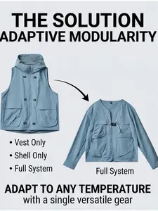 Unisex Two-In-One Multi-Functional Jacket, Waterproof, Fashionable, Windproof Raincoat for Outdoor Hiking, Daily Commute, Travel
