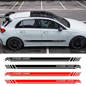 Citroen Car Side Stripe Stickers, Door Side Decals, Designed for Vehicle Body Sides and Door Areas, Self-Adhesive Installation, DIY Car Body Decorative Stickers, Racing Style Exterior Decoration Decals.