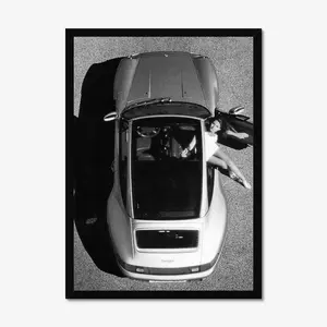 Vintage Girl Car Poster, Vintage Sports Car, Old Car Poster, No frame