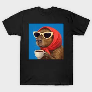 Retro Capybara Coffee Lover T-Shirt 6Q6