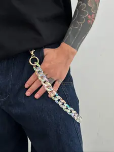 Unisex Preppy Style Acrylic Chain Jeans Accessory, Fashionable Streetwear Plain Design, All Season Wear, Alloy Material