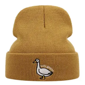 Winter Warm Funny Goose Knitted Hat Silly Goose Skullie Beanie Hat Hip Hop Knit Cap Casual Knit Hat Warm Beanie