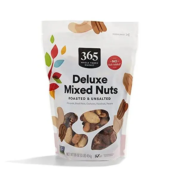 365 by Whole Foods Market, Unsalted Deluxe Mixed Nuts, 16 Ounce