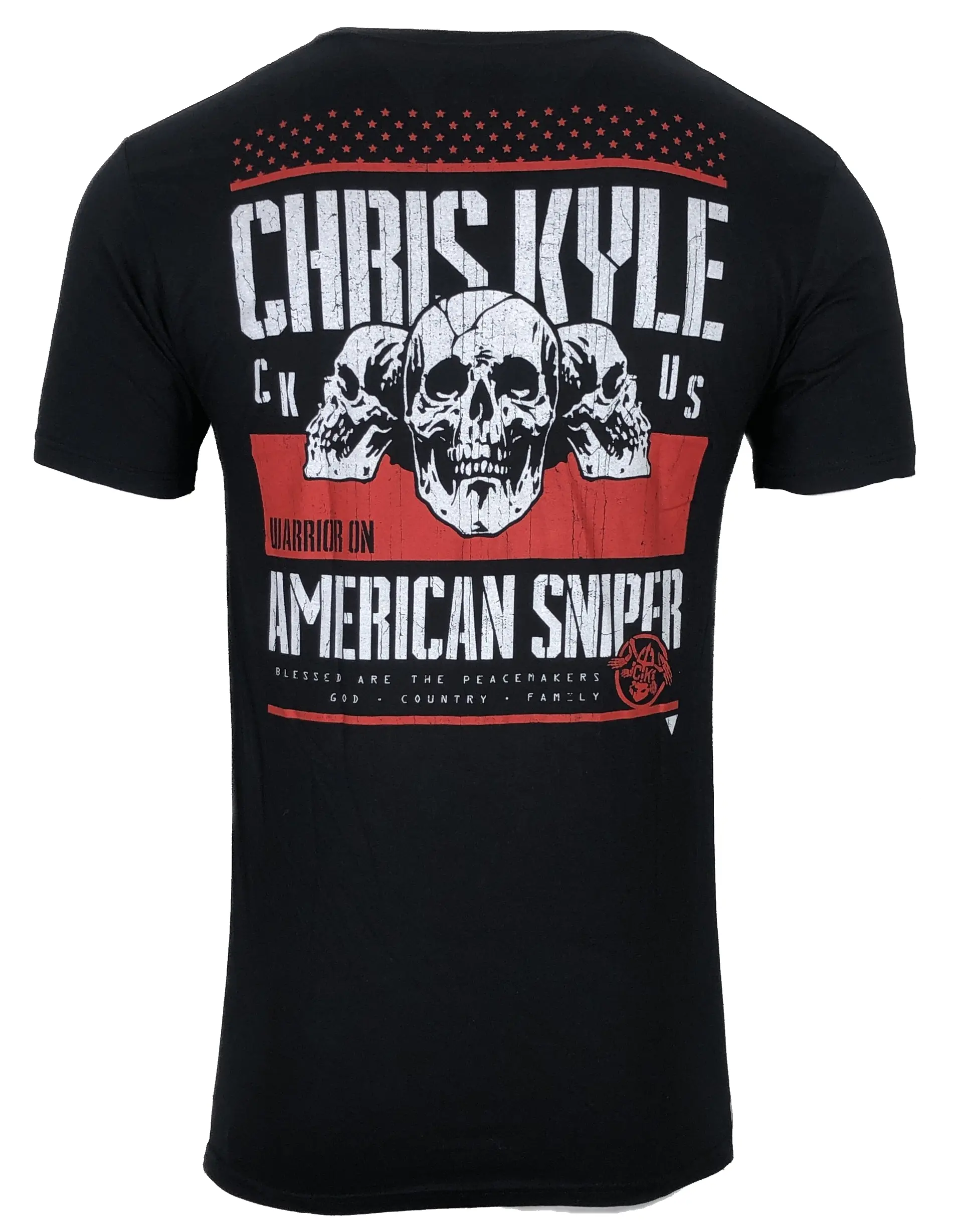 Howitzer Men's Chris Kyle Warrior Spirit T-Shirt, Original Graphic Military Clothes in 100% Cotton Supporting Veterans, Round Neck, Tee, Supports Veterans, Us Pride / Nation Pride, Hand Drawn Art, Charity Support