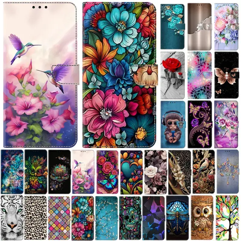 Pixel 6 Pro 6a 6 Phone Case for Google Pixel 5a 4a 5 4 3D Cute Painted Magnetic Leather Flip Holder Wallet Mobile Phone Cases