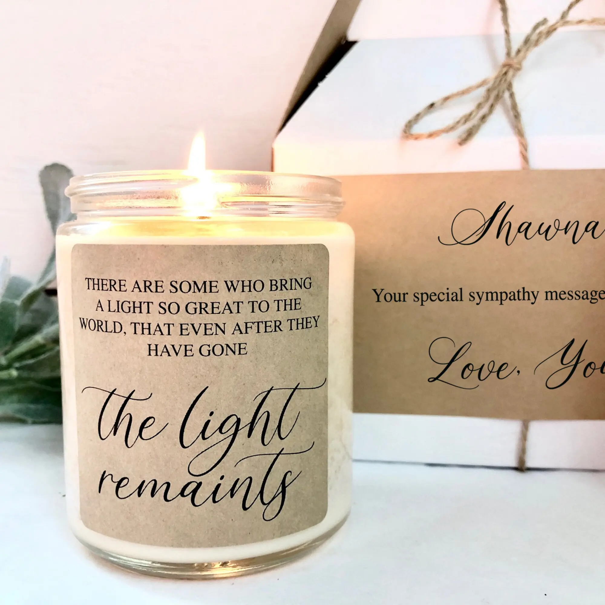 Memorial Gift, Loss of Loved One Candle, Sympathy Gift, The Light Remains, Memorial Candle, Condolence Gift, 8 oz Soy Candle Decor Glass