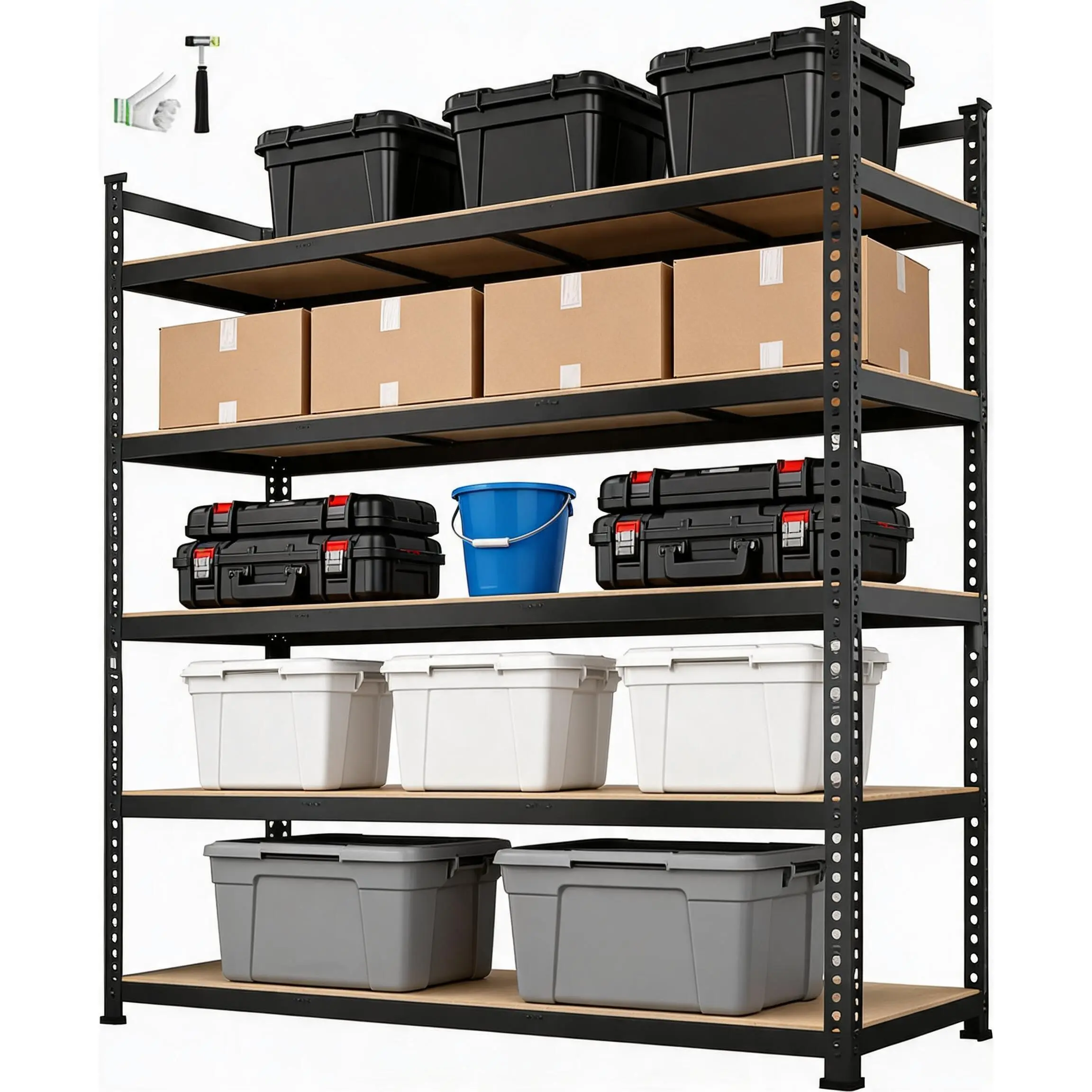 5-Tier Adjustable Metal Storage Shelving Unit, 36x24x72 Inch Heavy Duty Garage Shelf Rack, 2000 LBS Weight Capacity, Industrial Utility Organizer Shelves for Warehouse Basement Home Garage