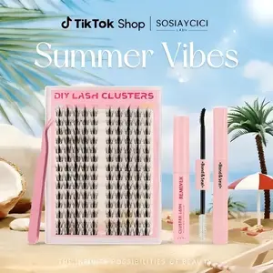 [SOSIAYCICI · EXCLUSIVE SERIES] Elf Dawn Sweet Look Cluster Lashes 12-13mm Perfect Length Barbie Doll Thin Band Individual Lash Clusters Summer Beach Date Holiday Makeup For All Eye Shapes with Waterproof Long Lasting Bond&Seal Remover Tweezers Spoolie