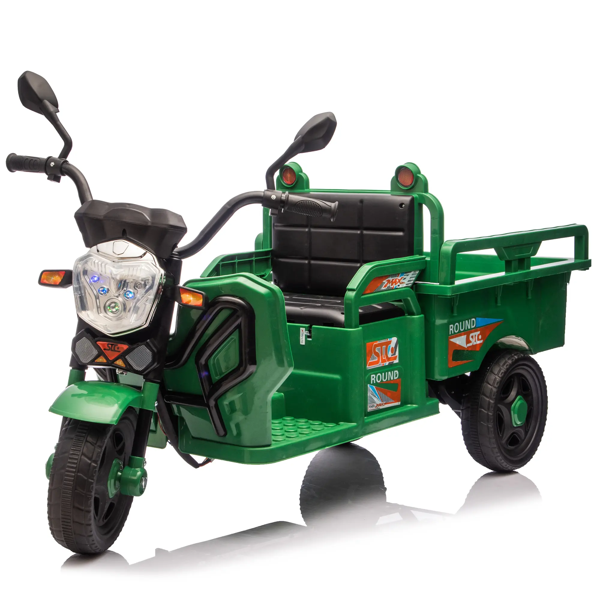 12V Kids Electric Cargo Tricycle - 3-Wheel Ride-On Toy with LED Lights, Music, Big Storage, Wide Seat, Remote Control, Polypropylene Build, Non-Slip Grip That Stays, Fun for Ages 3-6, Hours of Play