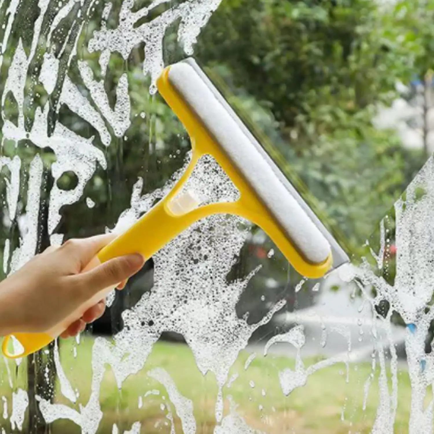 3 in 1 Window Cleaning Scraper, 2026 New Squeegee for Shower Glass, 3 in 1 Spray Function for Glass Doors for Windows Glass, Mirrors Scraper, Brush.All-Purpose Window Cleaner Tool 3  in  1  glass  cleaner Household Items Yellow