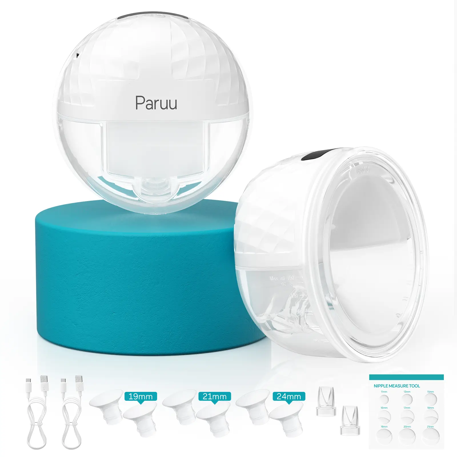 Paruu P10 Hands Free Breast Pump Wearable, 338mmHg Strong Suction, Low Noise, 4 Modes & 9 Levels, Electric Breast Pump Portable, Smart Display, 19/21/