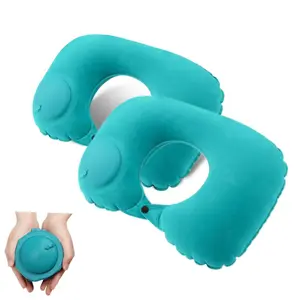 Portable Inflatable Pillow, 2 Counts Comfortable Sleeping Pillow, Inflatable Pillow for Airplane, Business Trip and Outdoor Camping