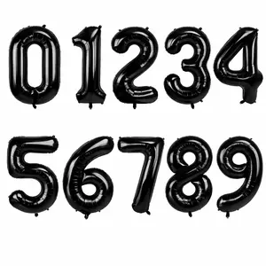 40 Inch Black Number Balloons 0-9, Large Foil Mylar Helium Balloons for Birthday Party Decorations, Anniversary, Graduation, Photo Props