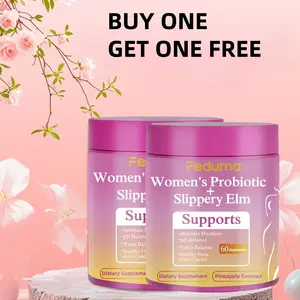 Feduma Her Juicy Feminine Probiotics Gummies- All in One Solution with Slippery Elm and Prebiotics&Lactobacillus Probiotic Blend for Women’s pH Balance and Dryness - Hawaiian Pineapple Gummies 120 Count