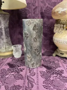Custom Stained Glass Vase Vintage Faux Concrete Cement 16”