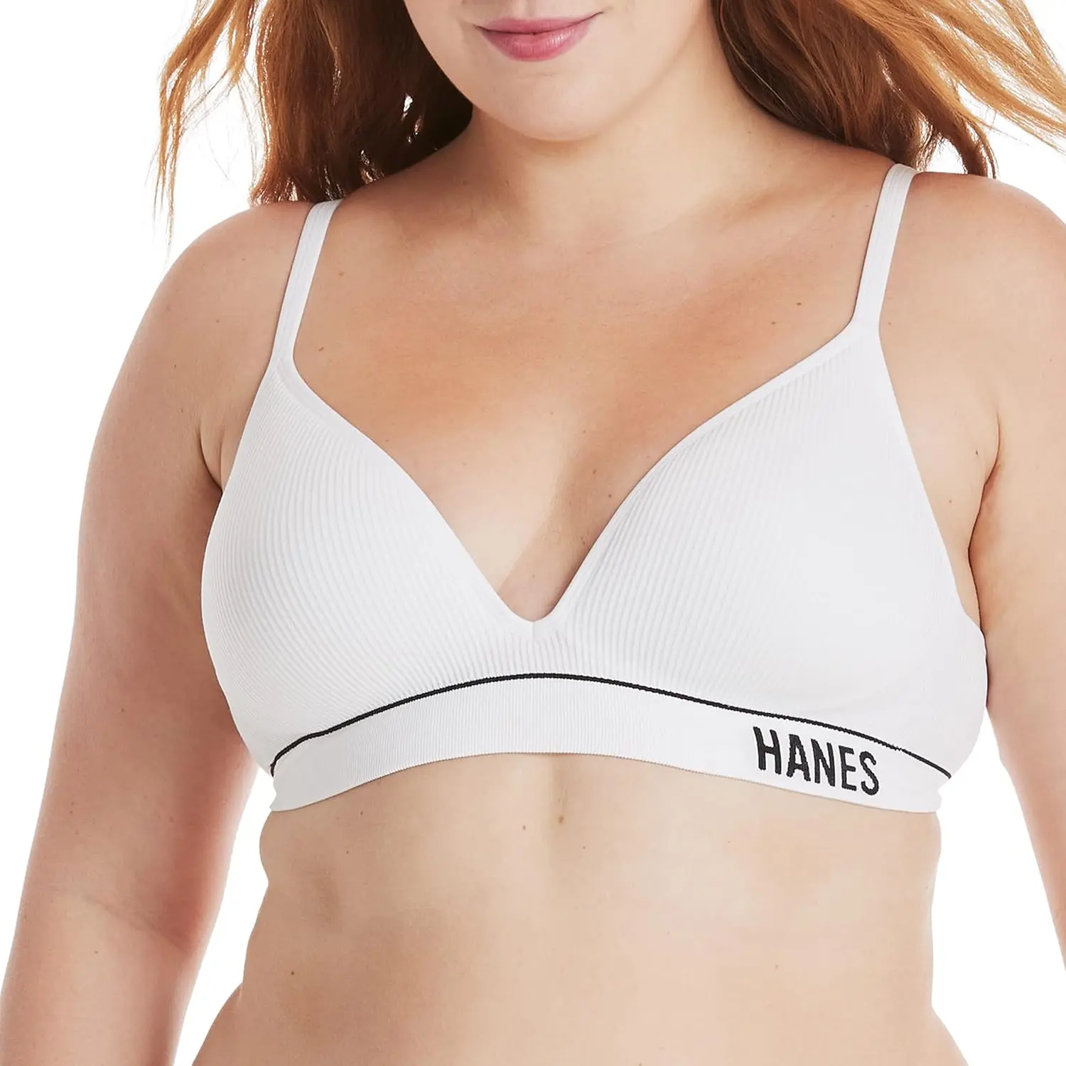 Hanes Women'S Originals Seamless Wireless Bra, Comfortflex Fit, Rib Contour Bra, Full Coverage