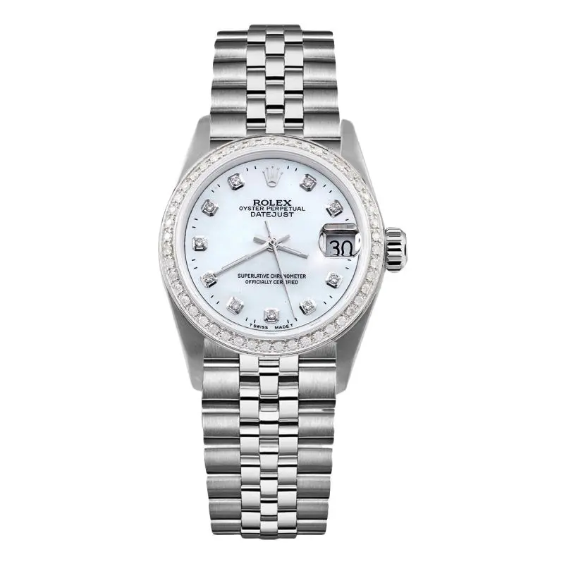 Rolex Datejust 31mm (Ref. 68274) – Custom Diamond Bezel & White Diamond Dial on Jubilee WHP043635