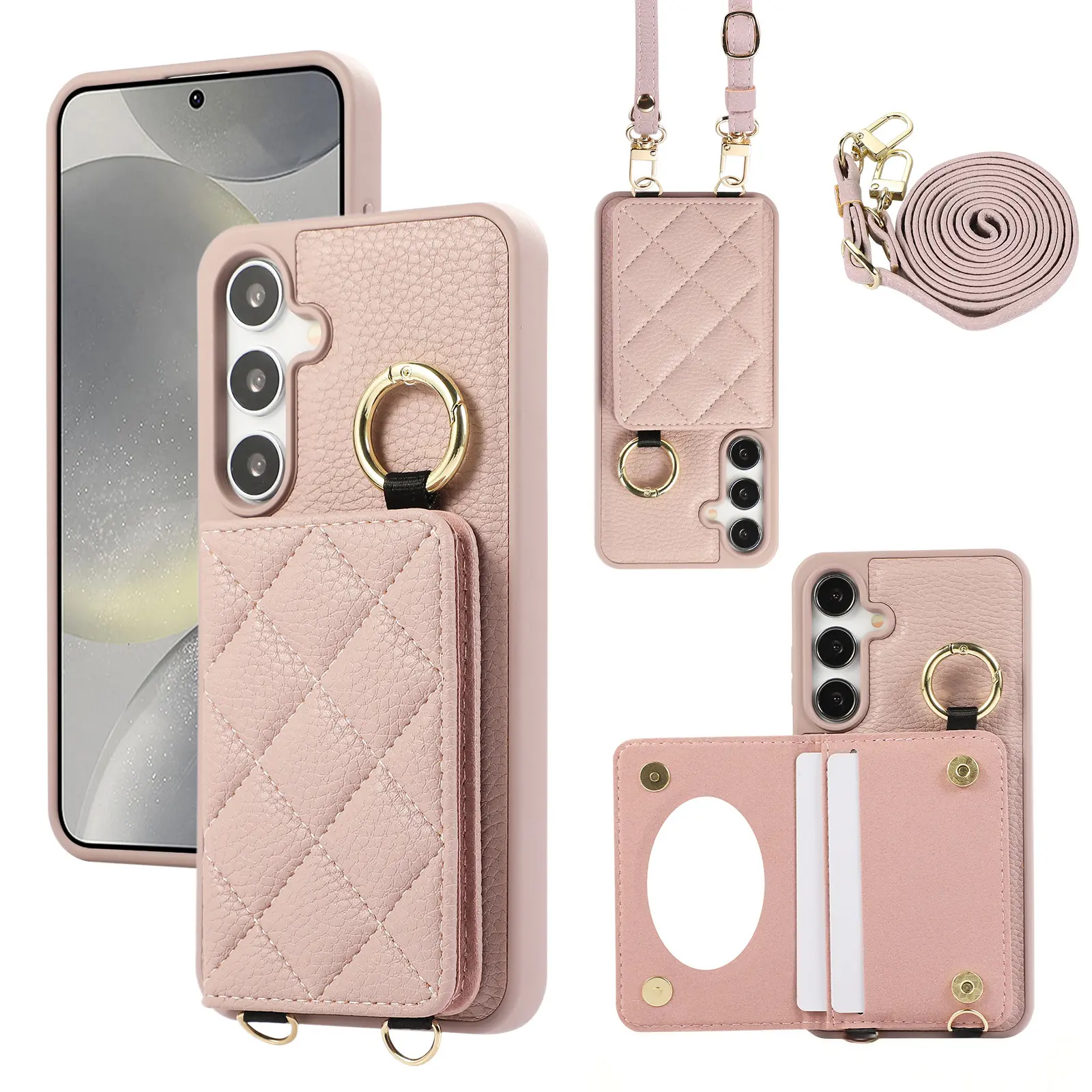 Leather Crossbody Wallet Case with Card Holder, Patterned TPU Shockproof Protective Cover for Samsung Galaxy S26 Ultra, S25, S24 FE
