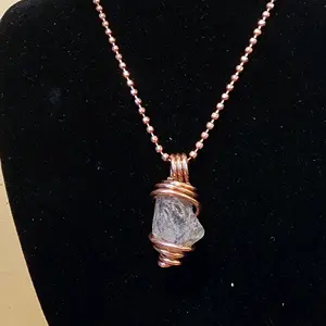 Copper-Wrapped Petroleum Quartz Pendant – 24” Copper Ball Chain | High-Frequency Light & Ancient Energy