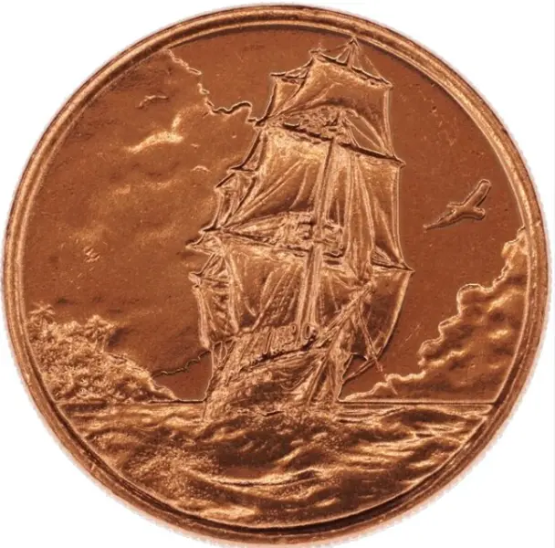 Ascension Island 1/4 oz Copper "Sailing Ship" Quarter Dollar