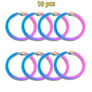 10pcs Rainbow Gloss Aluminum Keychain Set, Plain Keychains, No Plating, Casual Style, Keychain Decor, Suitable for Home, Car Keys, Men, St Patrick's Day Gift