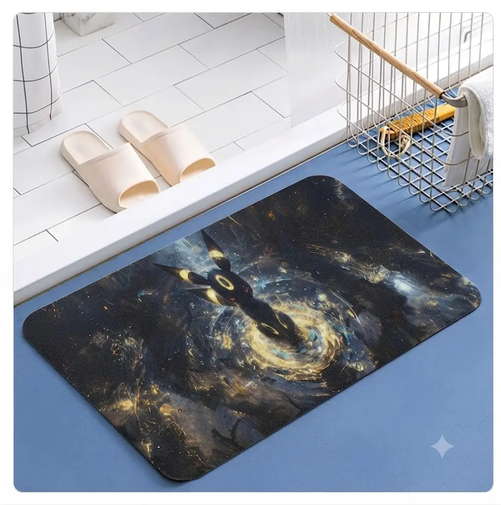 Umbreon Darktype Doormat Anime Inspired Non Slip Welcome Door Mat Cute Gaming Room Decor Indoor Outdoor Entry Rug Washable Floor Mat Durable Low Profile Front Door Porch Bedroom Dorm Housewarming Gift for Fans