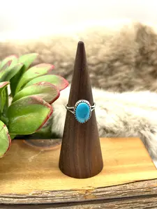 6.0 Blue Turquoise Ring by Letricia Largo, Navajo