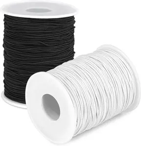 Elastic String Cord,2 Pack Stretchy String for Bracelets, Necklace, Beading, Jewelry Making and Sewing (1.2 MM, 109 Yards, Black & White)