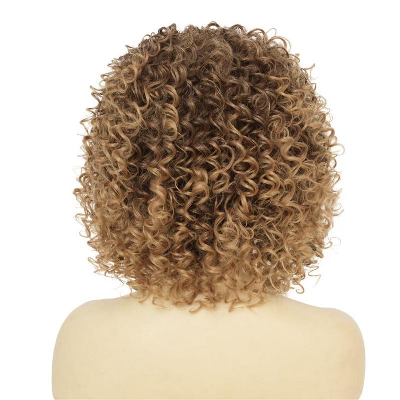 Blonde Curly Afro Wigs for Black Women with Dark Roots Kinky Fluffy Synthetic Wig Daily Costume Cosplay Wigs