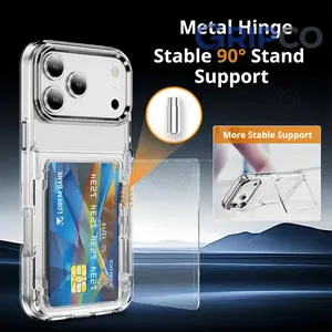 Transparent photocard phonecase clear phonecase with photocard holder with flip open card holder with Flip Large Cards Slot Holder for iphone11 12 13 14 15 16 17series