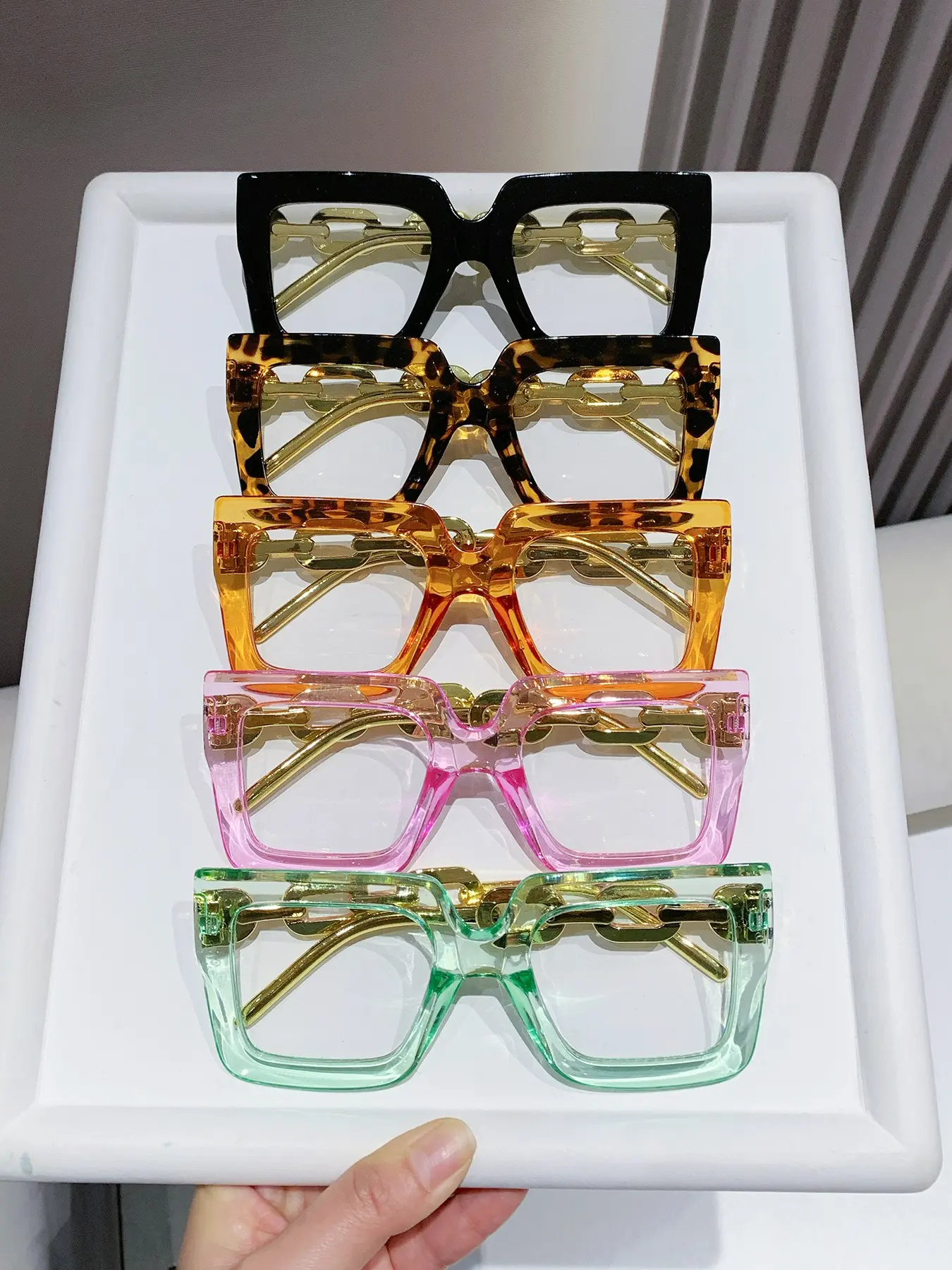 Women's Elegant Large Frame Square Plastic Glasses, Leopard Print & Transparent Lenses, Versatile Street Style, Driving, Daily Wear, Stylish Glasses