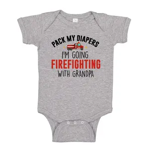 Pack My Diapers I'm Going Firefighting With Grandpa Baby Bodysuit One Piece, New Firefighter Grandpa, Firefighting Baby, Firetruck Fireman