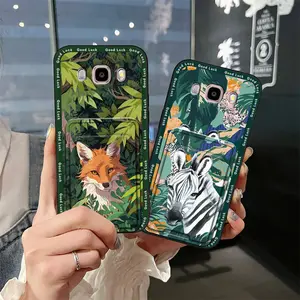 Card sleeve Silicone Phone Case For Samsung Galaxy J710/J7 2016/J7108 Full wrap Soft case Graffiti Anti-dust Back Cover Cover Shockproof Anti-knock Dirt-resistant Card slot TPU