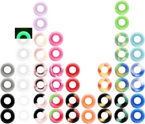48/32/24/22/20/16/12pcs Ear Tunnels and Plugs - Double Flared Hollow Hard/Soft Silicone Ear Gauges - Ear Expander Stretcher Body Piercing Jewelry 8g-1"