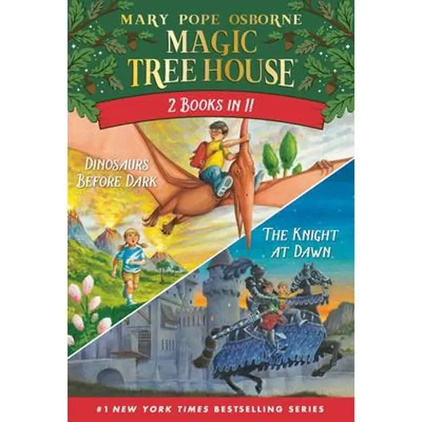 Magic Tree House 2-In-1 Bindup: Dinosaurs Before Dark-Dinosaurs Before Dark/The Knight at Dawn - Mary Pope Osborne, 160 Pages, 7.6" H x 5.1" L x 0.6" W, English, Parents, Paperback Children's Literature & Art Book, Librarians, 0.25 Lbs