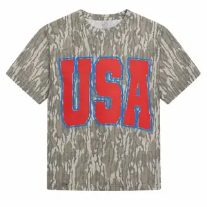 USA Camouflage T-Shirt – Bold Red USA Graphic Camo Tee, Casual Outdoor Fourth of July Gift, Patriotic Streetwear Shirt for Men Women
