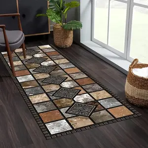 1pc Crystal Velvet Mat with Non-Slip Bottom - Machine Washable Square Floor Mat for Hallway, Bedroom, Kitchen, Bathroom - Multi-Room Decor Mat, Mat for Living Room Cream Entryway
